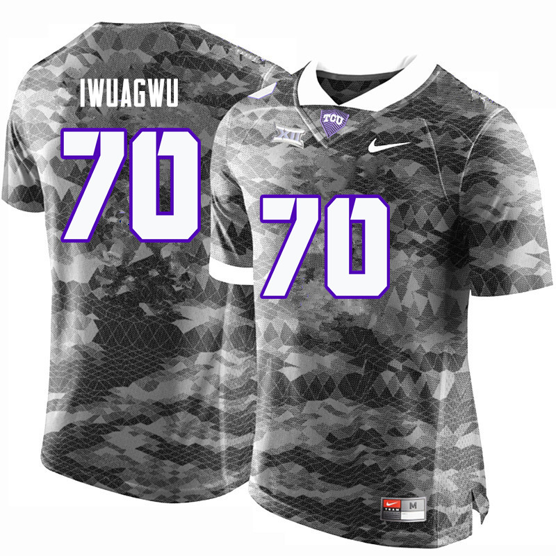 Men #70 Cordel Iwuagwu TCU Horned Frogs College Football Jerseys-Gray - Click Image to Close